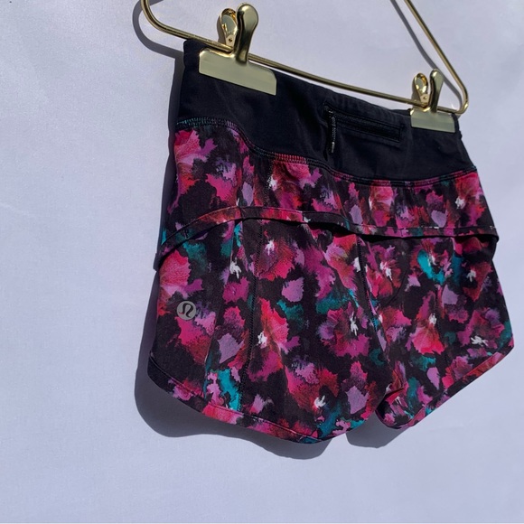 Lululemon Speed Short Mini Midnight Bloom Black Deep Fuchsia W7A19S NO LINER / 4 - Picture 11 of 14